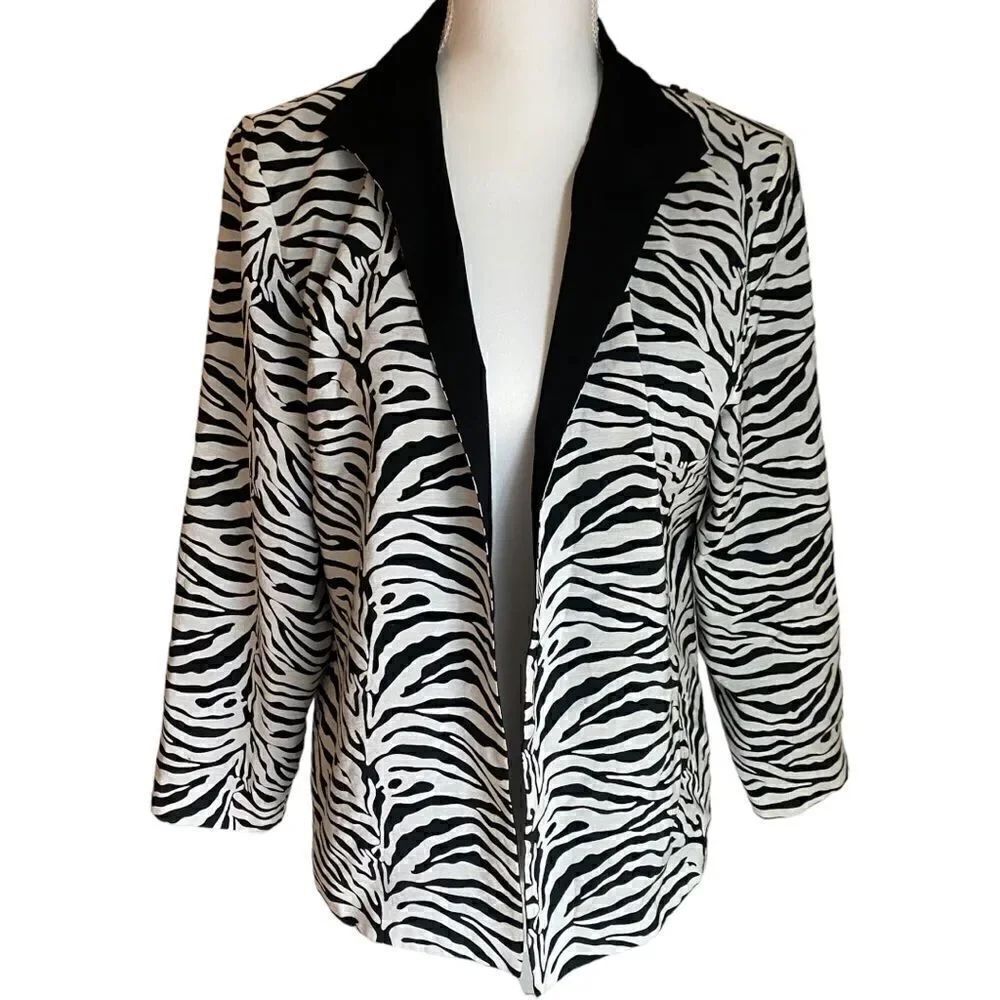 Grace Chuang Animal Print Blazer Jacket  Size Medium